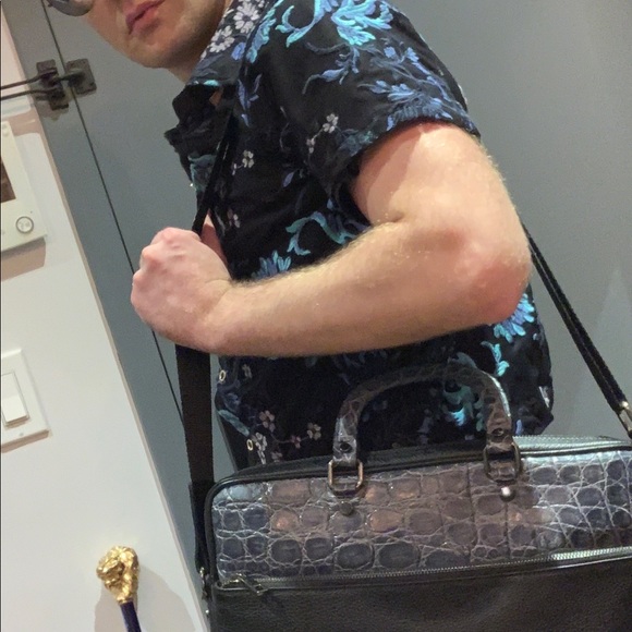 Exotic Crocodile Skinned Bag Dyed Blue Used - Picture 6 of 8